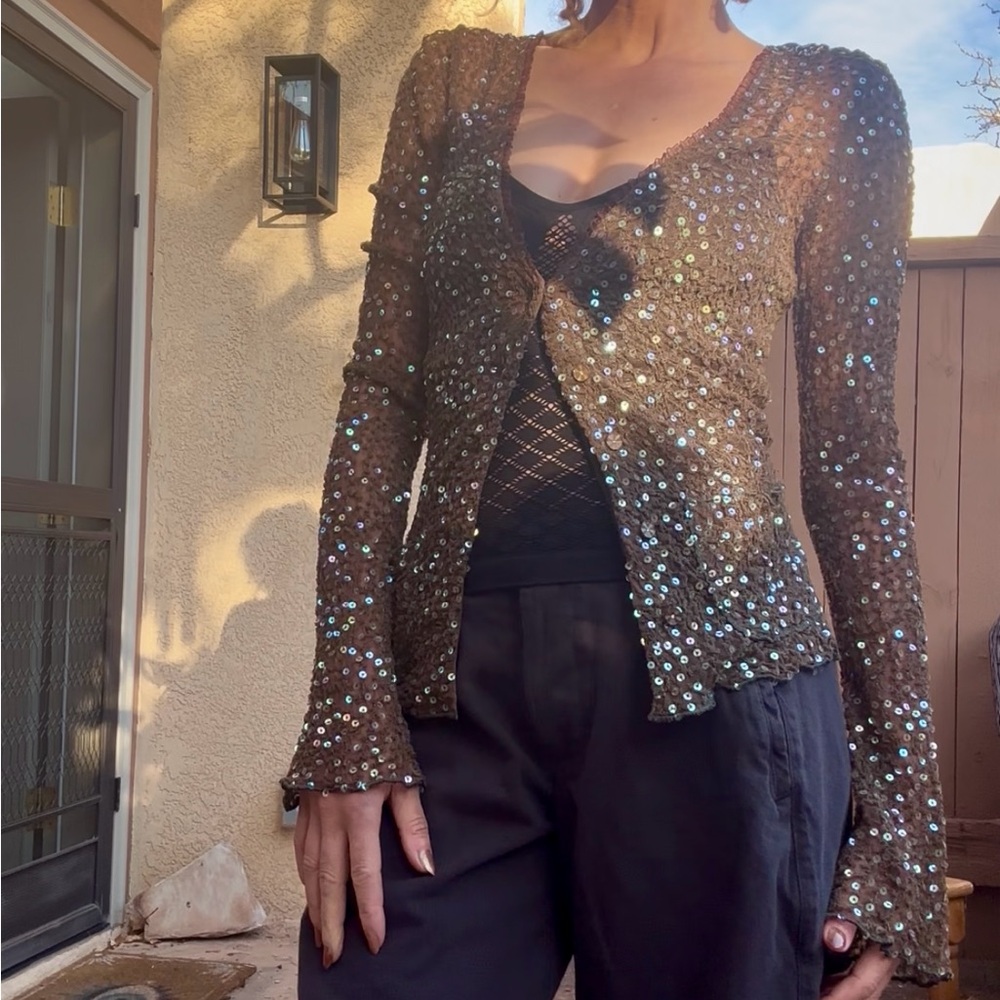 Ann Ferriday mermaid sequin cardigan NEW